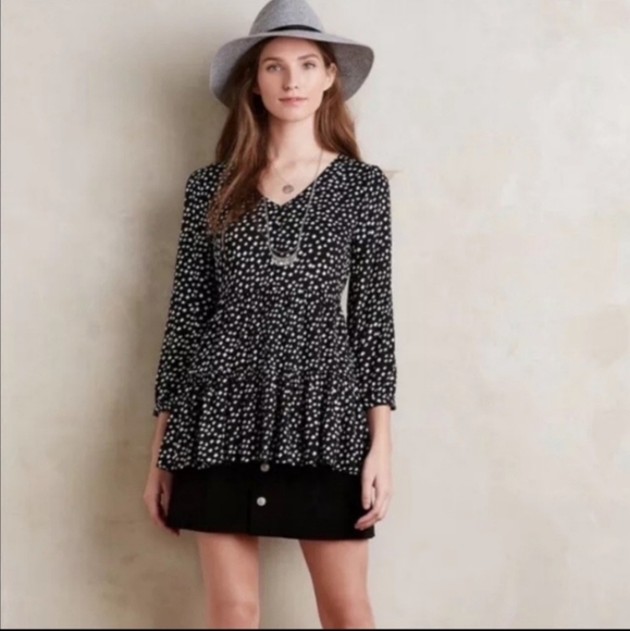 Anthropologie Maeve Lila Tiered Button Up Top Size Small - Picture 1 of 13